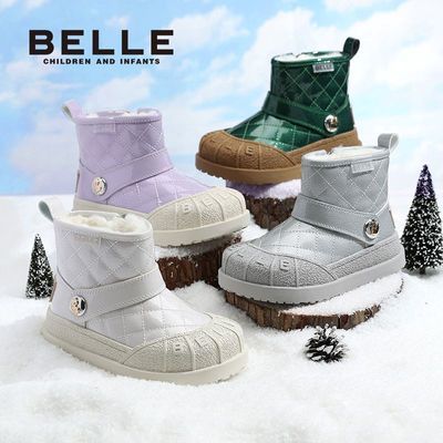 百丽童鞋儿童雪地靴软底防滑大棉加厚保暖防寒户外短靴宝宝棉靴子