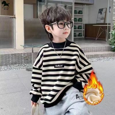 男童卫衣条纹宽松长袖打底衣男童圆领卫衣休闲上衣中小童韩版T恤