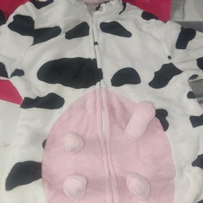 法兰绒奶头奶牛卡通连体睡衣居家表演服