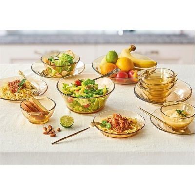 微瑕美国pyrex餐具百丽Pyrex餐具耐热玻璃琥珀色碗双耳碗浅盘深盘