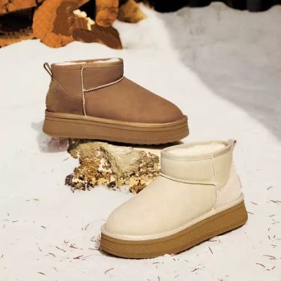 2025冬季新款雪地靴女短靴厚底加绒棉鞋百搭防水加厚防寒防滑保暖