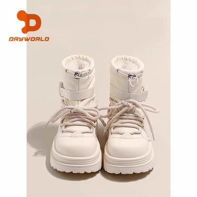 DRYWORLD厚底雪地靴女2024新款冬季加绒加厚东北防水防滑短筒棉靴