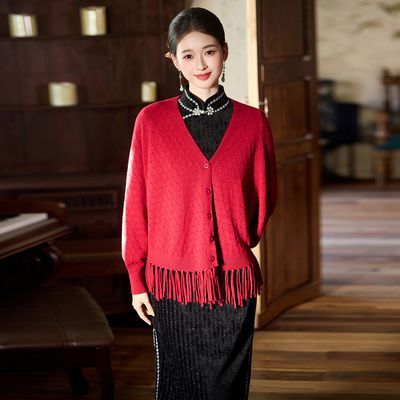 ���ڲ�������֯��������Ů2025�ﶬ�¿�ʱ�����ʸ߼��к�ɫV�������⴩���� 97.9Ԫ