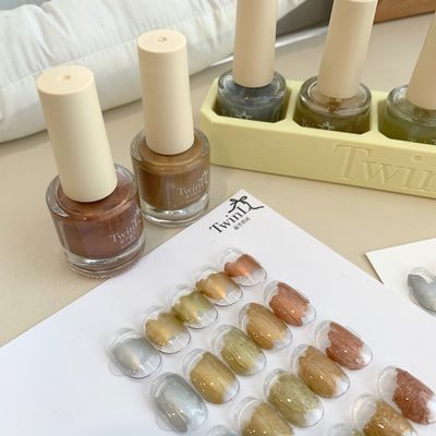 TWINL超亮金属晕染液【套装】ins短甲古铜金色银色快干晕染金属液