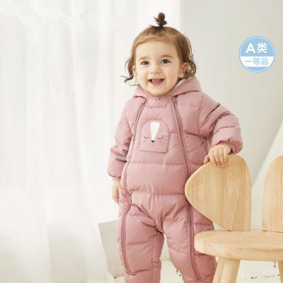 2025新款婴儿反季连体羽绒服男童衣服女童冬装抱抱服轻薄哈衣爬服