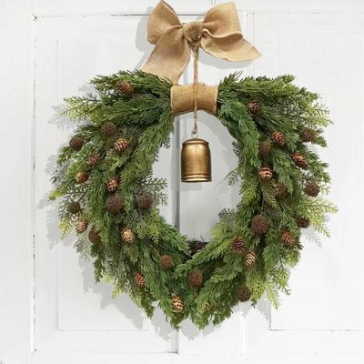 新年藤编圣诞花环-环保麻布蝴蝶结挂饰百搭精美装饰