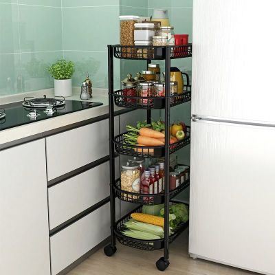 简约现代加厚厨房蔬菜收纳推车家用落地式多层收纳带轮防尘蔬果