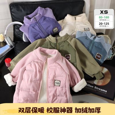 儿童夹棉加厚外套女童保暖棉衣秋冬装宝宝防风奥粒绒棉袄保暖上衣
