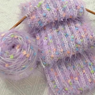 渐变灰羽毛线自制长毛手混线手工编织diy围巾材料包送男女友神器