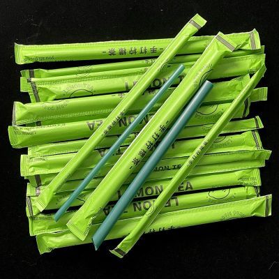 21鄰里手打柠檬茶墨绿色吸管奶茶cm一次性独立包装同款商用