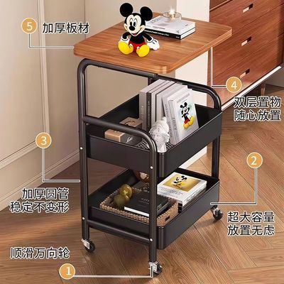 厨房置物架中式置物架移动推车客厅几桌卧室零食储物书架床头柜