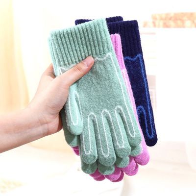 冬季儿童手套加厚简约防寒保暖男宝宝小学生4-9毛线中大女童手套