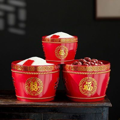 红斗圆米斗结婚订婚斗寿斗喜斗开业斗乔迁米斗子孙斗桶浮雕新中式优惠商品图片