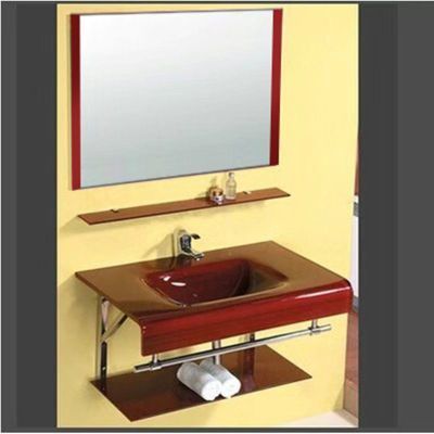 钢化玻璃洗手盆卫生间洗脸盆挂墙式洗手盆组合小户型陶瓷洗漱台盆