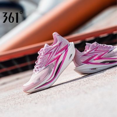 361°飞燃4.5桃花韵体测跑步鞋马拉松碳板竞速跑鞋减震透气运动鞋