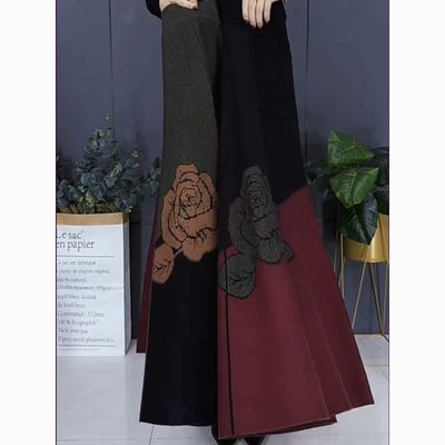 秋冬新款格子仿针织半身裙女加厚高腰显瘦百褶裙大摆裙妈妈裙子