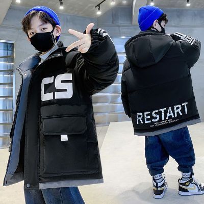 儿童工装字母棉服冬季新款加厚棉衣洋气连帽保暖棉袄