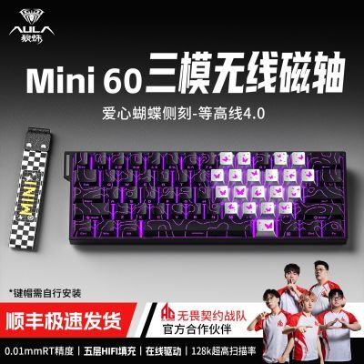 狼蛛MINI60HE侧刻蝴蝶磁轴无线蓝牙有线三模键盘机械电竞游戏FPS