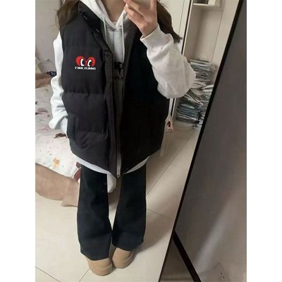 2025秋冬美式潮牌爱心立领马甲女高街校园风学生加厚保暖背心棉服