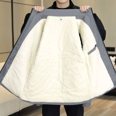 男士冬季棉衣加绒保暖夹克防风冲锋衣外套中青年立领休闲宽松上衣