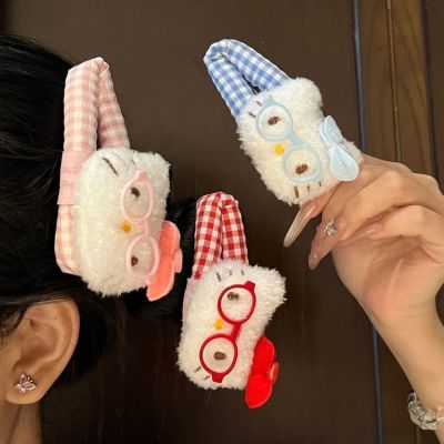 【3个装】甜美眼镜KT格子掰掰少女碎发侧边BB卡通韩版可爱风发夹D【3天内发货】