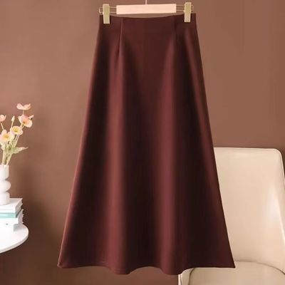 2025醋酸毛呢半身裙气质显瘦新款高腰百搭半身裙垂感秋冬半身裙子