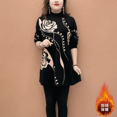 捡漏冬季时尚中长款宽松气质显瘦减龄小衫潮流保暖加绒妈妈上衣