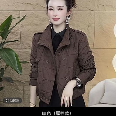 2025时尚外套新款双排冬季立领洋气保暖棉服宽松百搭休闲棉衣