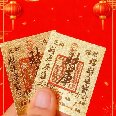 招财平安福仿金箔财库手机贴起势顺风顺水财神新年贺岁财库贴