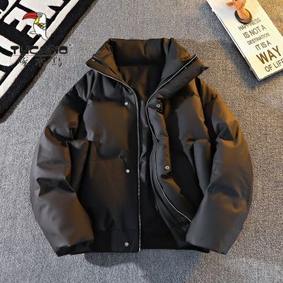 啄木鸟美式高街保暖棉衣PU皮衣加厚冬季保暖衣潮流时尚皮衣面包服