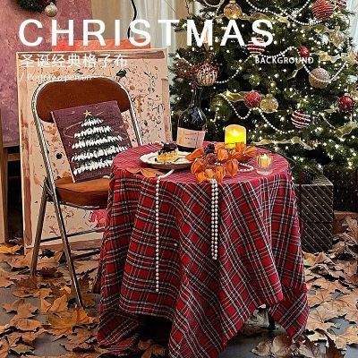 圣诞节复古格子桌布拍照背景网红装饰红绿色儿童宠物写真摄影道具