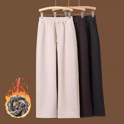 正品特厚雪貂绒人字纹 羊绒垂感毛呢裤窄版直筒小脚裤 显瘦