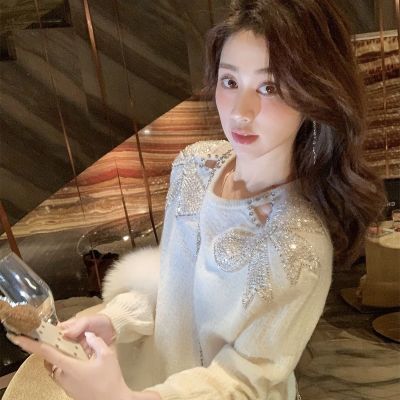 小香风镂空设计针织衫女新款宽松甜美时尚上衣