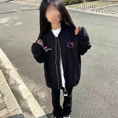 美式复古凯蒂猫飞行夹克2025宽松春季中大童新款棒球春秋学生外套