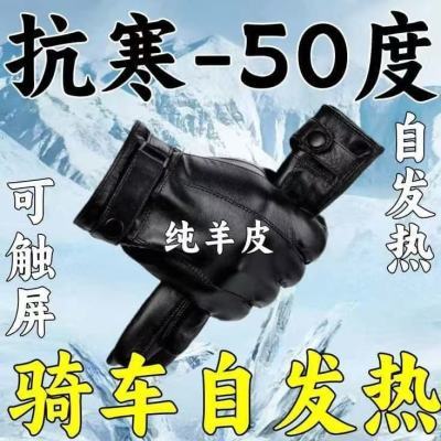 【头层羊皮】真皮手套男士皮手套薄款骑行加绒保暖防风冬季手套