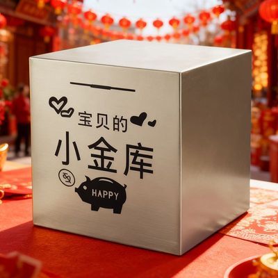 定制高颜值只进不出防摔不锈钢存钱罐不锈钢存钱罐加厚优惠商品图片