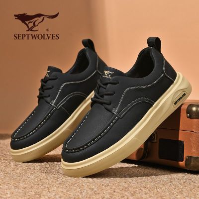 七匹狼男鞋新款商务英伦男士休闲皮鞋舒适休闲百搭正品经典超软