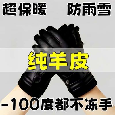 【头层羊皮】真皮手套男士皮手套薄款骑行加绒保暖防风冬季手套
