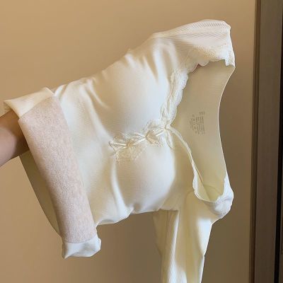 蚕丝羊绒保暖内衣女加绒加厚秋衣秋裤套装2025秋冬带胸垫修身上衣