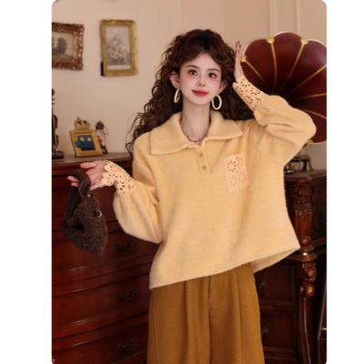 【孤舟钓雪】polo领针织衫女2025新款冬季休闲百搭长袖上衣