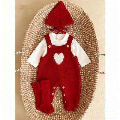 婴儿秋冬新款包屁衣男女宝宝可爱针织爬服宝宝拜年服长袖连体衣【12月25日发完】