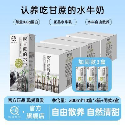 【11月产】认养吃甘蔗的水牛奶整箱200ml*10盒*3箱+同款3盒