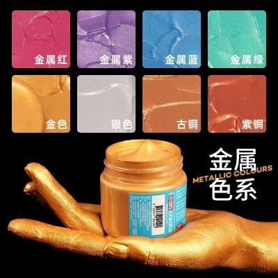 蒙玛特丙烯颜料套装袋装专用金属色荧光色美术生防水纺织白色