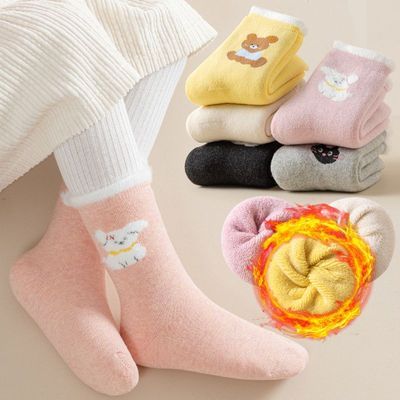 秋冬卡通精梳棉袜加绒加厚保暖毛圈袜儿童袜子男女童宝宝中筒袜