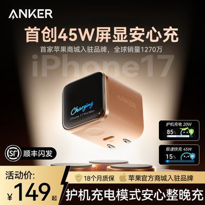 Anker安克安心充45W充电器苹果17ProMax新机充电头iPhone16快充