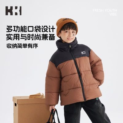 KKI男童棉服2025新款冬季保暖加厚外套中大童儿童拼色立领潮棉衣