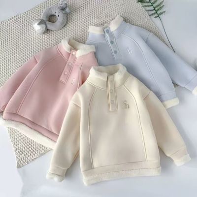 超厚羊驼绒男女童外套加绒新款儿童时髦卫衣冬装开衫中大童卫衣