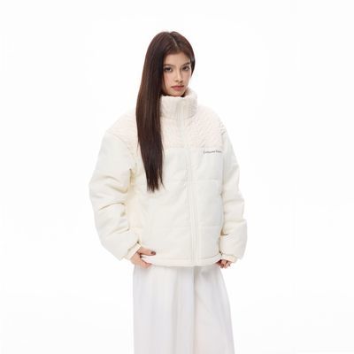 COLDSTONE【明星同款】冬季男女高级感韩系针织毛衣拼接棉服