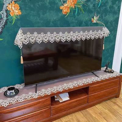 新款电视机蕾丝防尘盖防尘罩曲面电视不取挂式欧式壁挂式挂墙盖巾