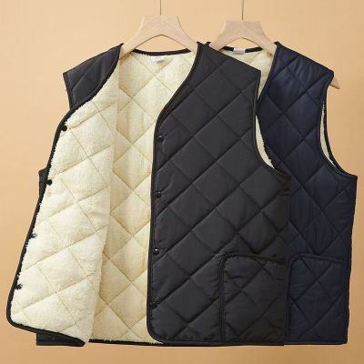冬季保暖马甲中老年男内穿V领帅气爸爸爷爷装加绒加厚平口袋马甲